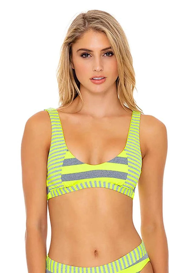 Luli Fama Time To Fiesta  NEON YELLOW TANK BRALETTE TOP
